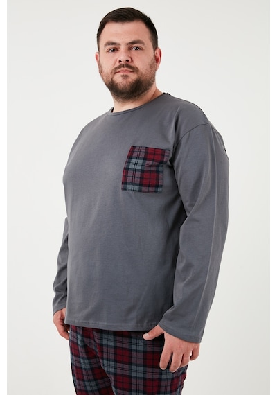Buratti Pamuklu Regular Fit Büyük Beden Erkek Pijama Takımı 6572001B Antrasit