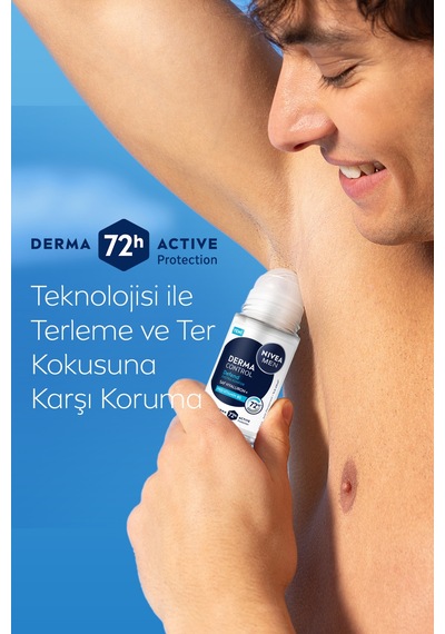 Men Erkek Roll-on Deodorant Derma Control Defend 50ml, 72 Saat Anti-perspirant, Alkolsüz, Hyaluron