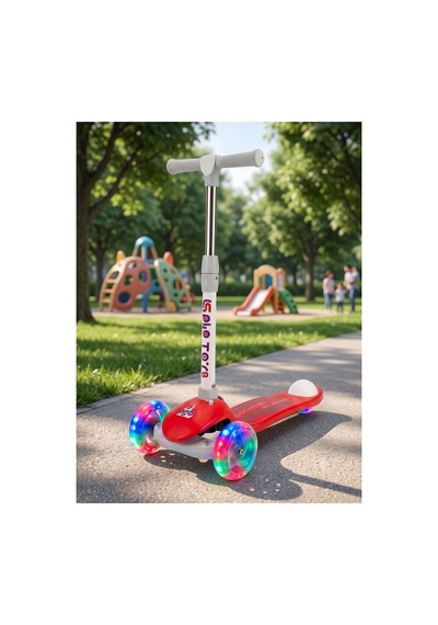 Gtpro Çocuk Scooter Katlanabilir 3+yaş 3tekerli Led Işıklı 50kğ Kapasite Kırmızı