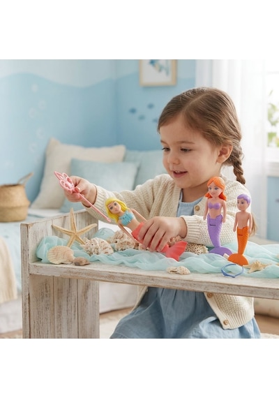 Büyülü Deniz Kızı 3 Lü Oyuncak Bebek Seti - Havuz Ve Banyo Eğlencesi - Pembe