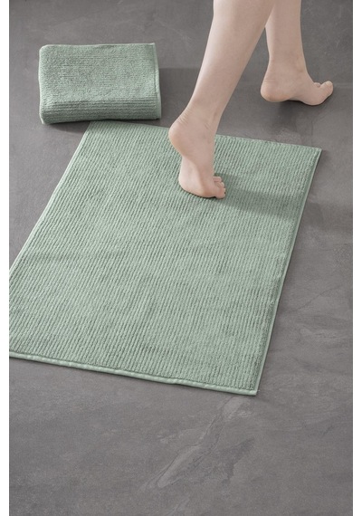 Pana Bathmat 303 - Yeni Trend, 50x75cm. 2ad. Premium Ayak Havlusu / Banyo Paspas Seti Yeşil