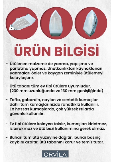 Kolay Kayar Teflon Ütü Altlığı - Yanmaz Yapışmaz İz Bırakmaz Ütü Tabanı Beyaz
