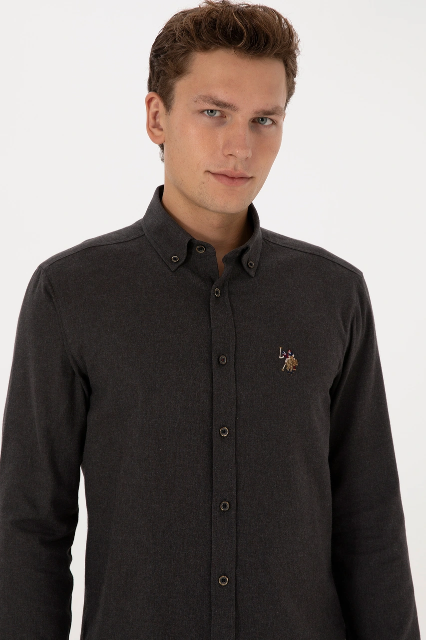 U.S. Polo Assn. Erkek Siyah Uzun Kollu Basic Gömlek 50307686-VR046