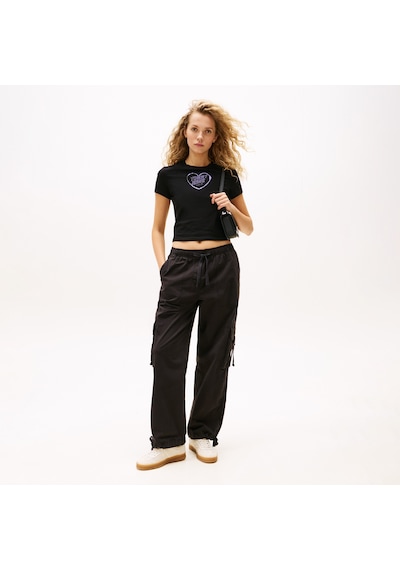 Tommy Hilfiger Loose Cargo Kadın Siyah Pantolon Dw0dw20995 Siyah