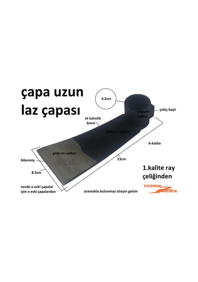Laz Çapası Eskilerden Ray Çelik Çapalama Uzun Boy Tarla Çapası To
