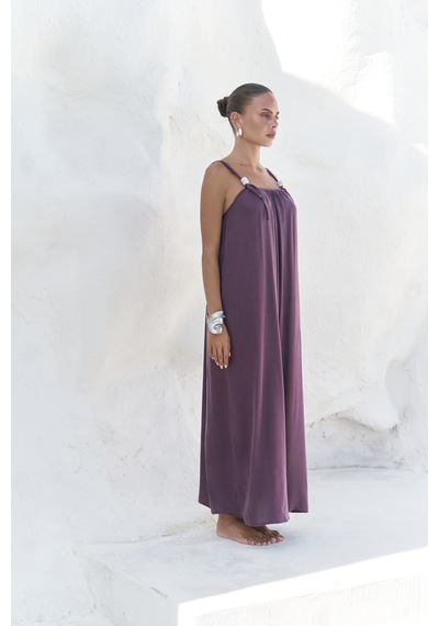 Mai Collection Mai Studios Co. Kasteli Boncuk Detay Bordo Elbise Bordo
