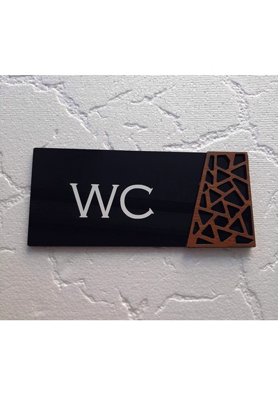 Black Pearl Serisi Wooden Wc Yönlendirme Tabelası