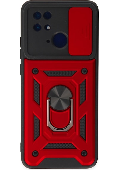 Redmi 10c Kılıf Pars Lens Yüzüklü Silikon - Kırmızı Bzsxx00 1
