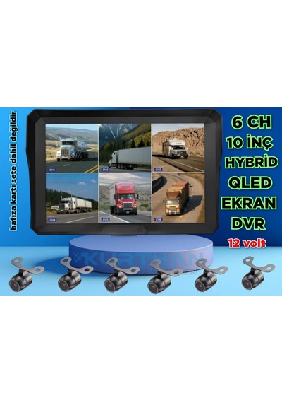 Qled Ekran 6 Kanal 10'' Dvr Monitör 6 Adet Kelebek Kamera Seti