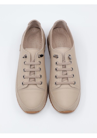 Nesilshoes Nesil Shoes Spil Rc1 Bej Hakiki Deri Kadın Ayakkabı