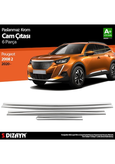 S-Dizayn Peugeot 2008 2 Krom Cam Çıtası 6 Prç 2020 Üzeri
