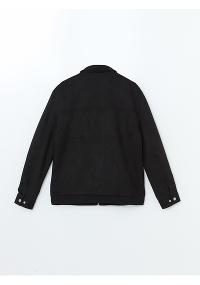 Lcw Vision Siyah Slim Fit Gömlek Yaka Süet Erkek Ceket