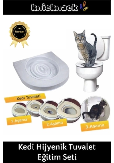 Premium Seri Klozet Alıştırma Kapağı Kum Kabı Wc Yavru Yetişkin Kedi Hijyenik Tuvalet Eğitim Seti