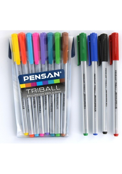 Triball 1mm 12 Tam Renk Tükenmez Kalem Set Karışık