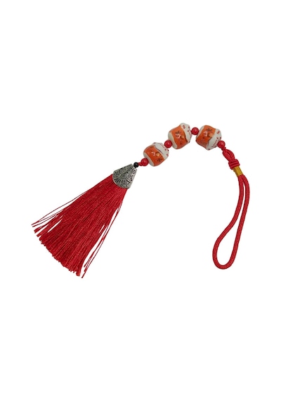 Üçlü Turuncu Maneki Neko Şans Kedisi Araba Süsü No.5t