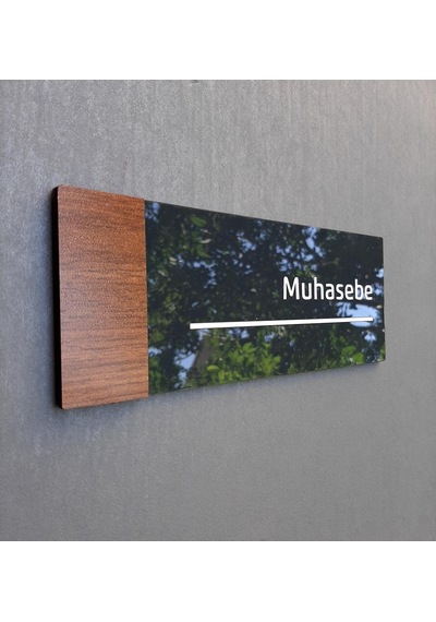 Wooden Serisi Muhasebe Kapı Isimliği