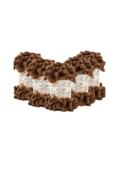 Puffy 321 El Örgü Ipliği 5'li Paket - 321 Kahve Moka - 100 Gr. 9 Mt. Parmak Örgü Ipi