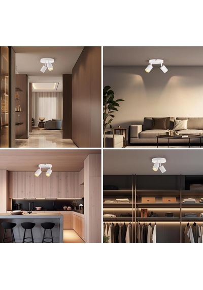 Mylights Led Aplikve Avize İkili Led Avize Led Spot Ampullü Gün Işı Ampullü Beyaz