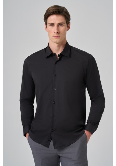 Morven Erkek Siyah Slim Fit Sert Yaka Gömlek 26mc004003001 Siyah