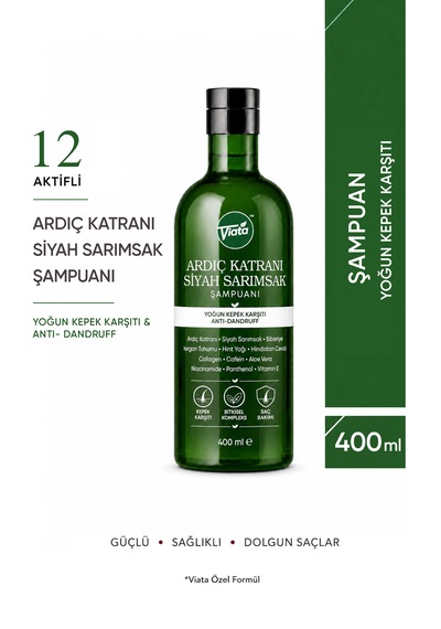 Ardıç Katranı Şampuanı Siyah Sarımsak Şampuan Kepek Karşıtı 12 Aktifli 400 Ml Tüm Saç Tipleri