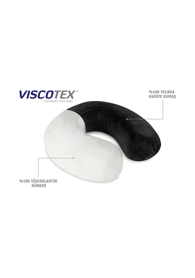 Visco Ortopedik Boyun Yastığı 32x30x10 Cm, Siyah