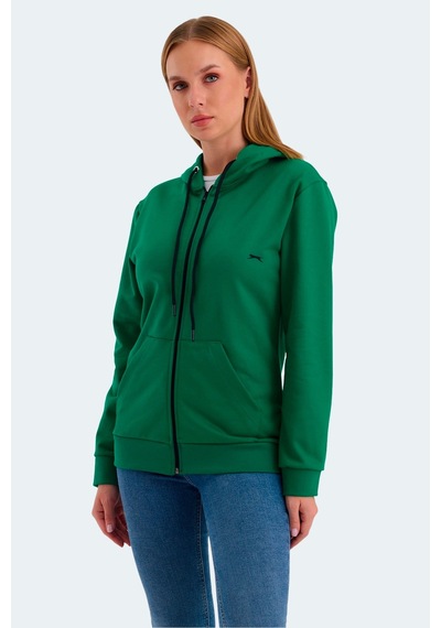 Slazenger Katya Kadın Fermuarlı Kapüşonlu Cepli Nane Sweatshirt Çok Renkli