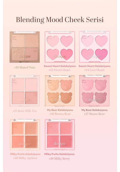Dasique Karıştırılabilir Renk Tonlarına Sahip 4 Lü Allık Paleti Blending Mood Cheek 10 Muted Nuts 10 Muted Nuts
