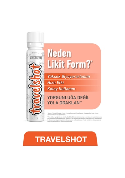 Travelshot Taurin, Kafein, Beta-alanin İçeren Gıda Takviyesi 12 Shot