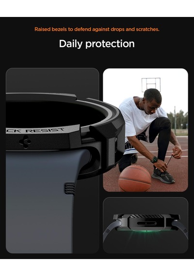 Galaxy Watch 9/8 40mm İle Uyumlu Kılıf Rugged Armor Matte Black - Acs10004 Çok Renkli