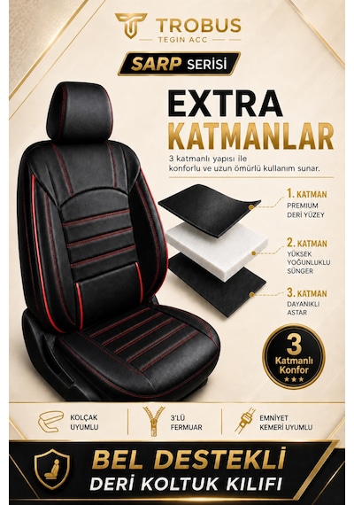 Hyundai İx35 Suv 2010 -2000 Uyumlu Sarp Serisi Kırmızı Oto Koltuk Kılıfı