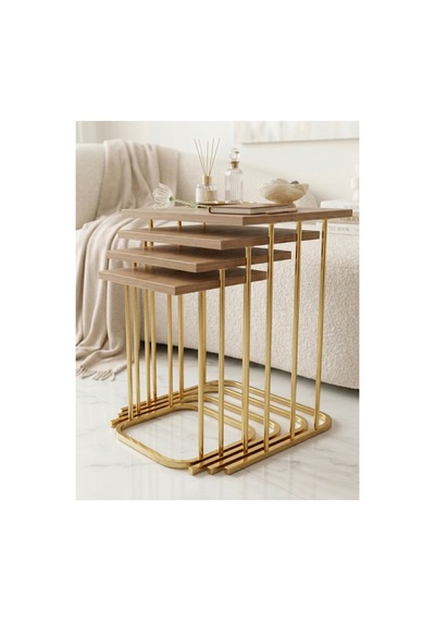 4'lü Rüya İçiçe Geçmeli Gold Çam Çok Renkli