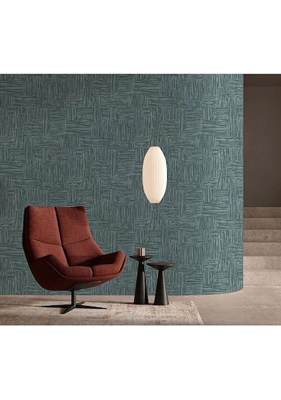 Adawall Muse Koleksiyonu- 25101-5 Petrol Yeşili Dokulu Silinebilir Nonwoven Vinil Duvar Kağıdı 1.06x15.6m Yeşil