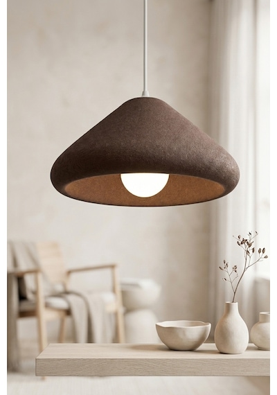 Kubbe Form Sarkıt Avize Beton Görünümlü Dokulu Modern Dekoratif Avize E27 25 Cm - Kahverengi