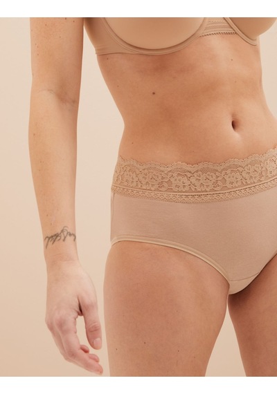 Marks & Spencer 5'li Dantel Detaylı Short Külot Seti T61005022M Bej