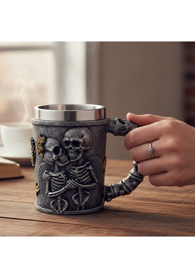 Kuru Kafa Tasarımlı 3d Paslanmaz Çelik Kupa Bardak Diğer