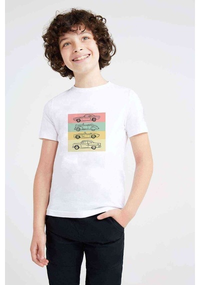 Tshirthane Eski Araba Nostalji Baskılı Unisex Çocuk Beyaz T-Shirt