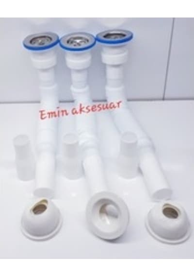 Körüklü Lavabo Sifonu 3 Adet Ve 3 Adet Adaptör Conta Hediyeli