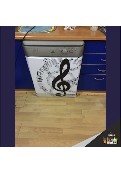 Nota Müzik Buzdolabı-Bulaşık Makinesi Kapak Sticker Folyo Kaplama