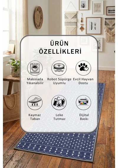Umay Yıkanabilir Yolluk Lacivert