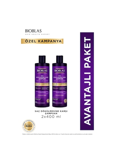 Biotin & Kafein Saç Dökülmesine Karşı Şampuan 2 X 400 Ml
