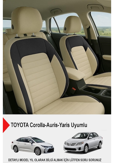 Mocha Taytüyü Oto Koltuk Kılıfı Toyota Corolla-auris-yaris Uyumlu Bej
