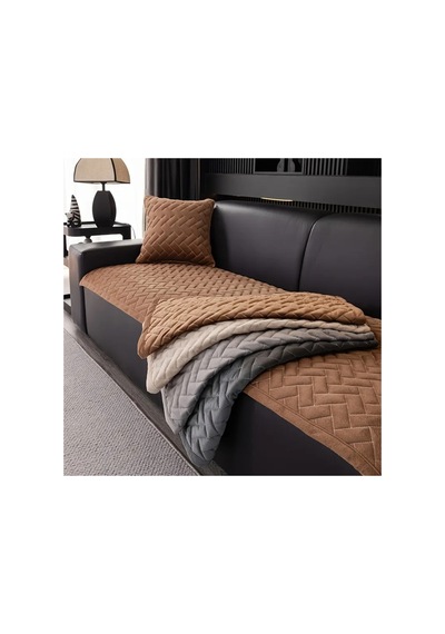 Kaymaz Taban Kapitone Koltuk Örtüsü Çekyat Koruyucu 70x190 Cm Kahve Kahverengi