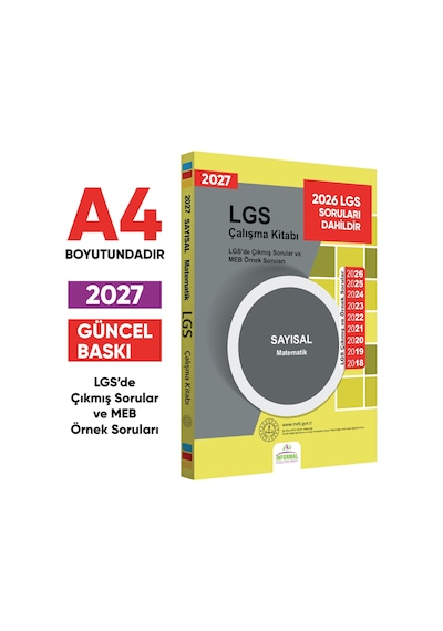 2027 LGS 8.Sınıf Çıkmış ve MEB Örnek Sorular Çalışma Kitabı 4lü SET A4 RENKLİ Baskı