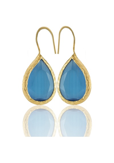 Kadir Jewellery 22 Ayar Altın Kaplama Damla Taşlı Küpe -el İşçiliği Ve Hipoalerjenik Küpe Koyu Mavi 49008424