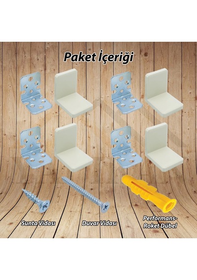 4 Ad. Dekoratif Krem Kapaklı Ağır Dolap Duvar Sabitleme Aparatı - Mobilya Askı Elemanı