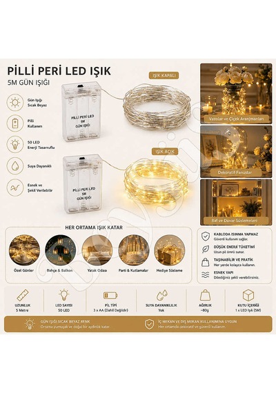 5 M Pilli Peri Led Gün Işığı İthal