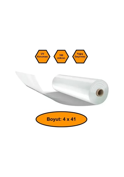 160 Micron Naylon Örtü, Şeffaf Su Geçirmez Naylon, 4x41 Metre