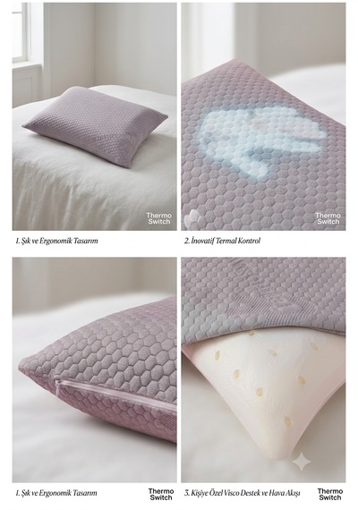 Sleep Home Thermo Switch Visco Yastık 40 X 60 Cm Açık Gri