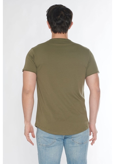 Black Horn Erkek Geniş Yaka %100 Pamuk Salaş T-shirt Haki