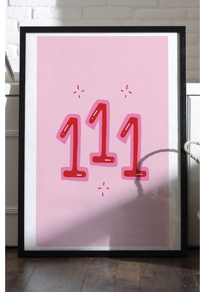 111 Aldım Kabul Ettim Doğal Ahşap Çerçeveli Poster, Dekoratif Şans Duvar Tablosu